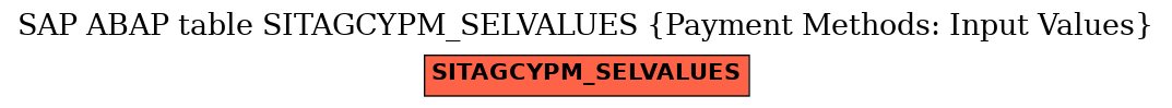 E-R Diagram for table SITAGCYPM_SELVALUES (Payment Methods: Input Values)