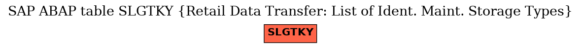 E-R Diagram for table SLGTKY (Retail Data Transfer: List of Ident. Maint. Storage Types)