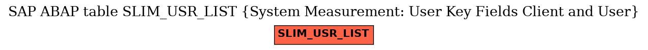 E-R Diagram for table SLIM_USR_LIST (System Measurement: User Key Fields Client and User)