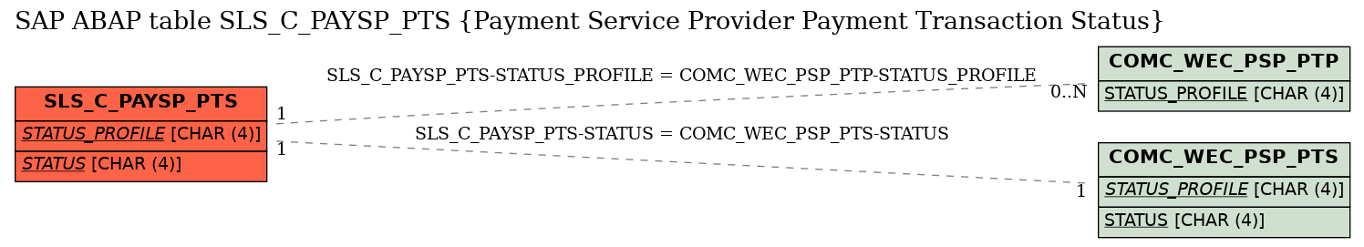 E-R Diagram for table SLS_C_PAYSP_PTS (Payment Service Provider Payment Transaction Status)