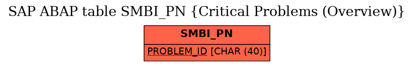 E-R Diagram for table SMBI_PN (Critical Problems (Overview))