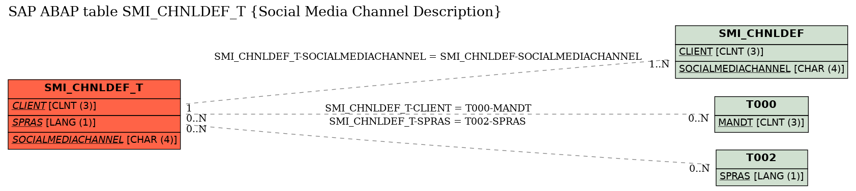 E-R Diagram for table SMI_CHNLDEF_T (Social Media Channel Description)