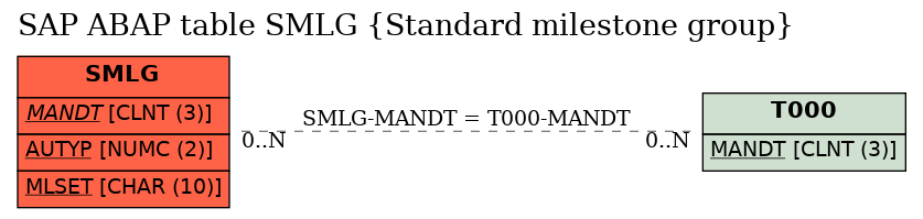 E-R Diagram for table SMLG (Standard milestone group)