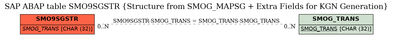 E-R Diagram for table SMO9SGSTR (Structure from SMOG_MAPSG + Extra Fields for KGN Generation)