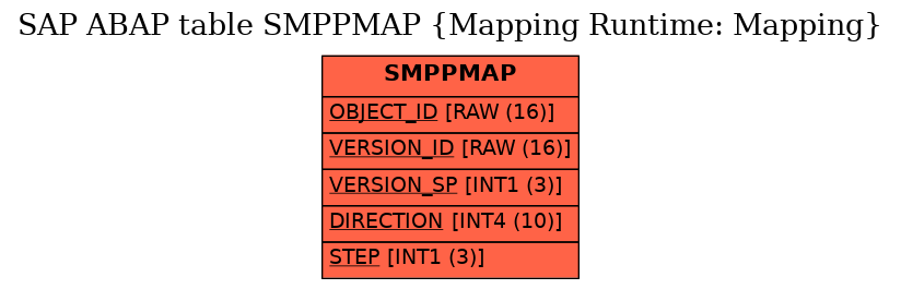 E-R Diagram for table SMPPMAP (Mapping Runtime: Mapping)
