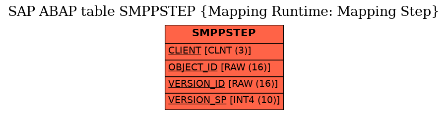 E-R Diagram for table SMPPSTEP (Mapping Runtime: Mapping Step)