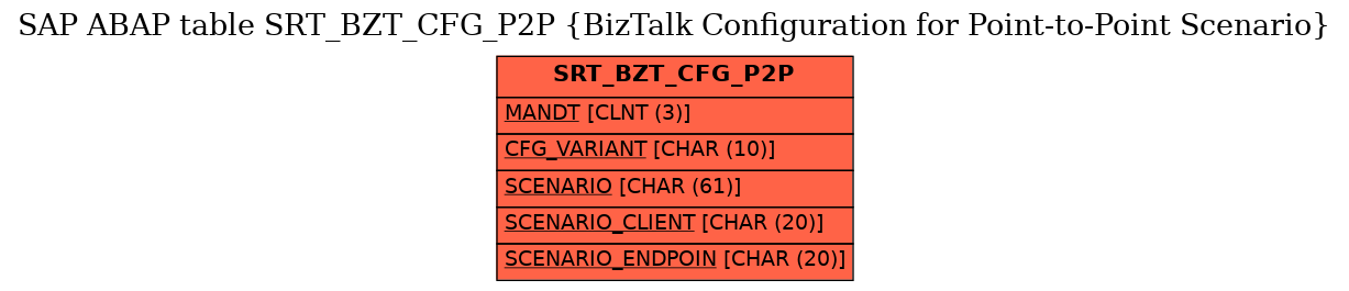E-R Diagram for table SRT_BZT_CFG_P2P (BizTalk Configuration for Point-to-Point Scenario)