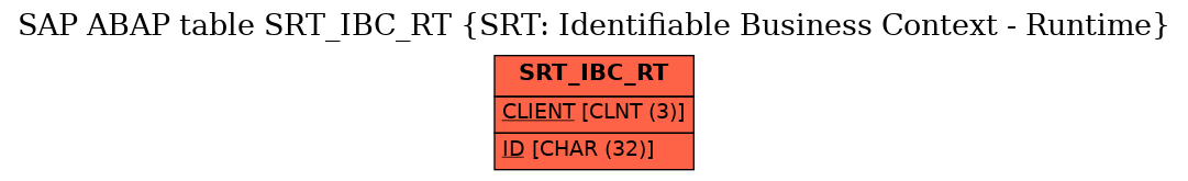 E-R Diagram for table SRT_IBC_RT (SRT: Identifiable Business Context - Runtime)