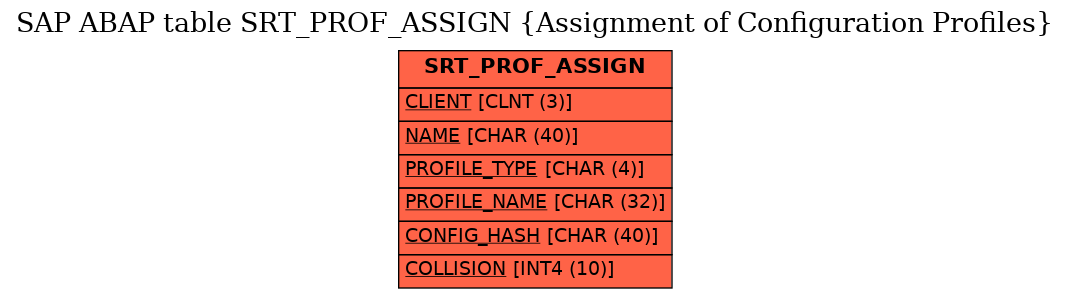 E-R Diagram for table SRT_PROF_ASSIGN (Assignment of Configuration Profiles)