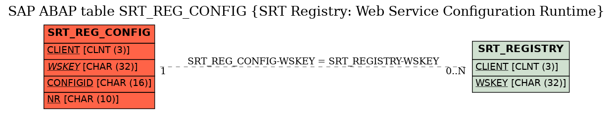 E-R Diagram for table SRT_REG_CONFIG (SRT Registry: Web Service Configuration Runtime)