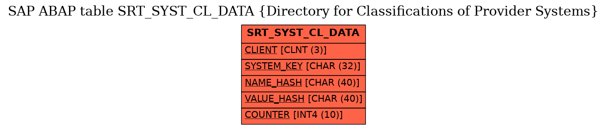 E-R Diagram for table SRT_SYST_CL_DATA (Directory for Classifications of Provider Systems)