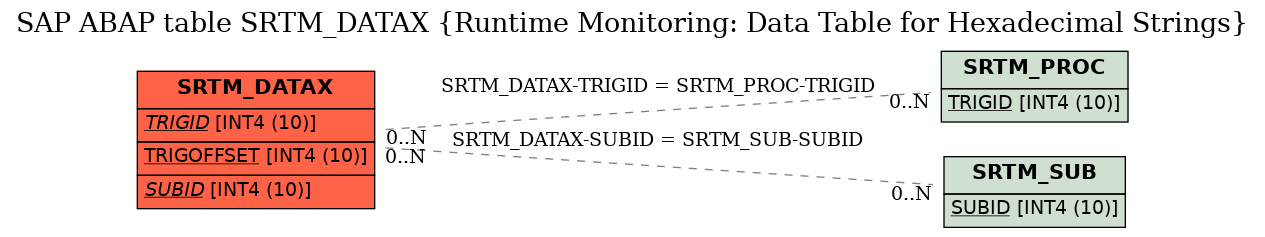 E-R Diagram for table SRTM_DATAX (Runtime Monitoring: Data Table for Hexadecimal Strings)