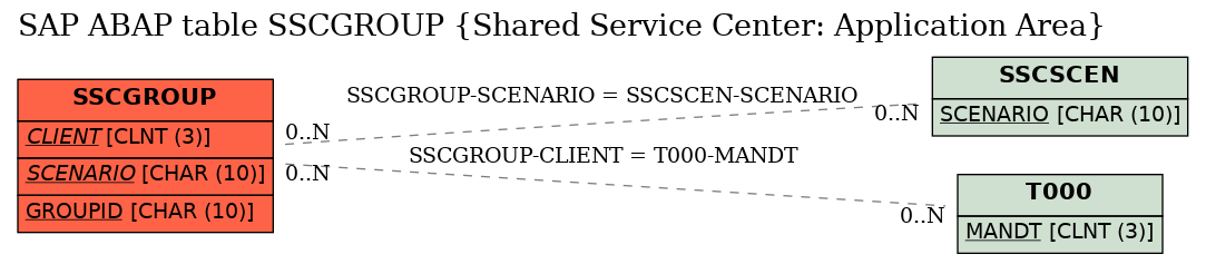 E-R Diagram for table SSCGROUP (Shared Service Center: Application Area)