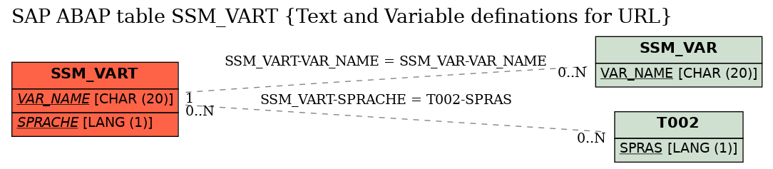 E-R Diagram for table SSM_VART (Text and Variable definations for URL)