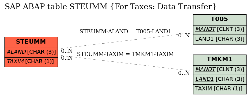 E-R Diagram for table STEUMM (For Taxes: Data Transfer)