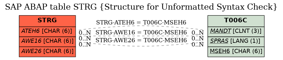 E-R Diagram for table STRG (Structure for Unformatted Syntax Check)