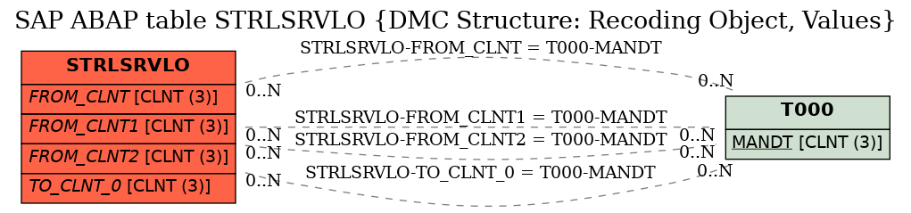 E-R Diagram for table STRLSRVLO (DMC Structure: Recoding Object, Values)