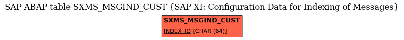 E-R Diagram for table SXMS_MSGIND_CUST (SAP XI: Configuration Data for Indexing of Messages)