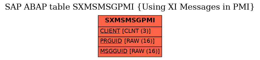 E-R Diagram for table SXMSMSGPMI (Using XI Messages in PMI)