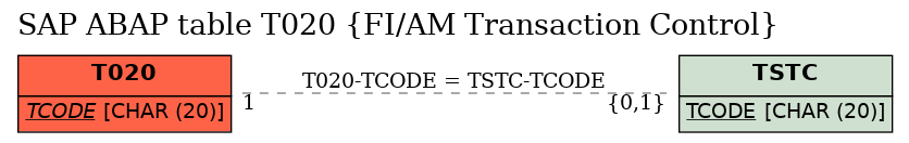 E-R Diagram for table T020 (FI/AM Transaction Control)