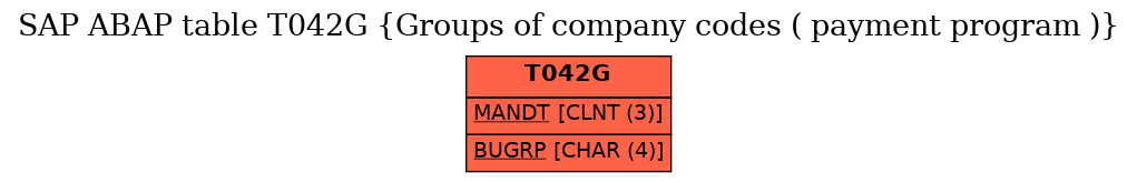 E-R Diagram for table T042G (Groups of company codes ( payment program ))