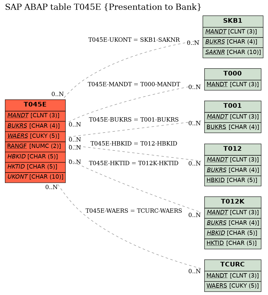 E-R Diagram for table T045E (Presentation to Bank)