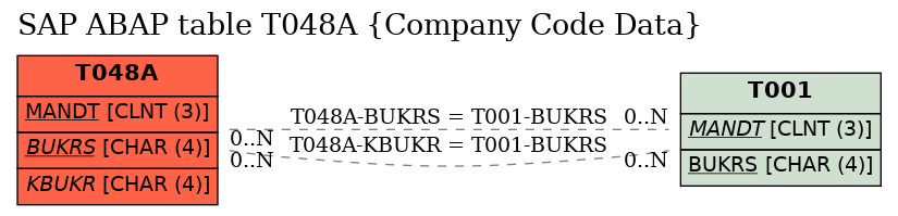 E-R Diagram for table T048A (Company Code Data)