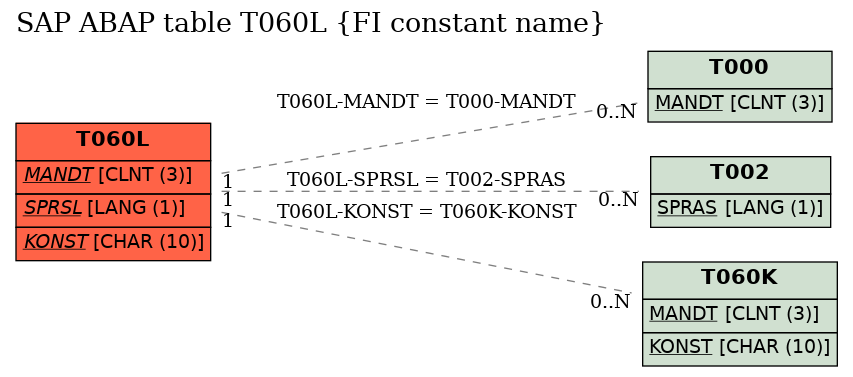 E-R Diagram for table T060L (FI constant name)