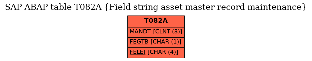 E-R Diagram for table T082A (Field string asset master record maintenance)