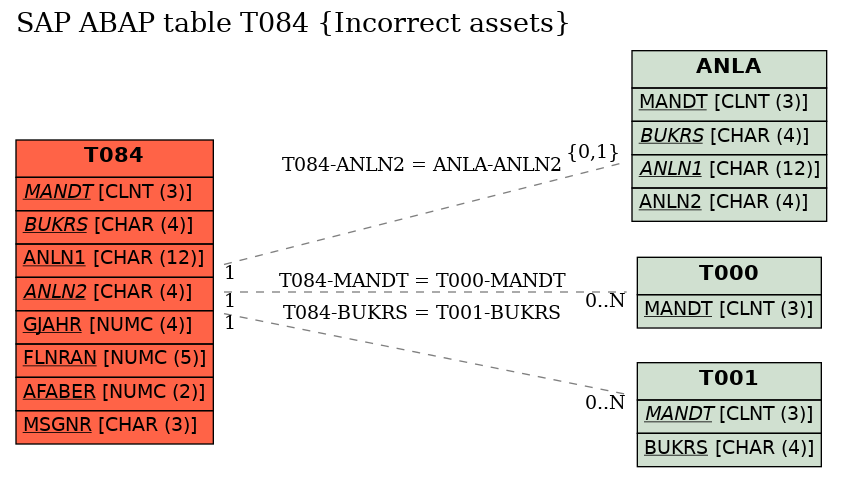 E-R Diagram for table T084 (Incorrect assets)