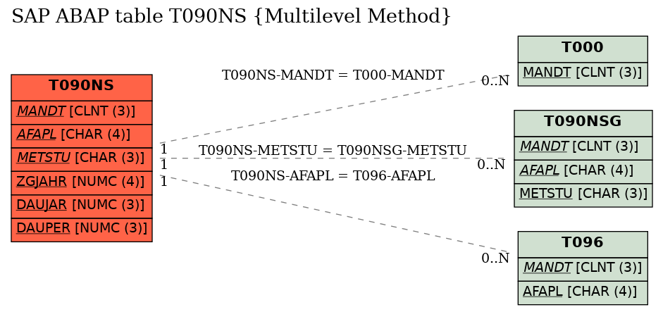 E-R Diagram for table T090NS (Multilevel Method)