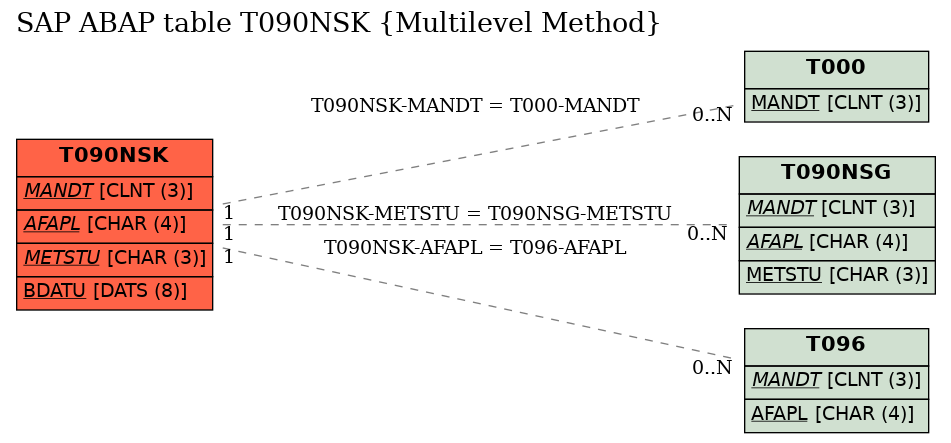 E-R Diagram for table T090NSK (Multilevel Method)