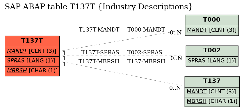 E-R Diagram for table T137T (Industry Descriptions)