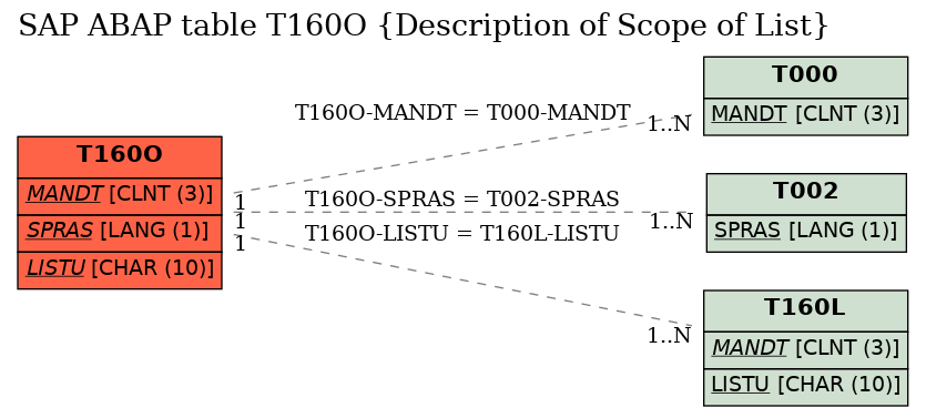 E-R Diagram for table T160O (Description of Scope of List)