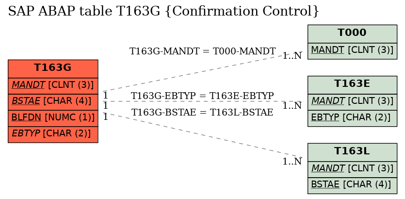 E-R Diagram for table T163G (Confirmation Control)