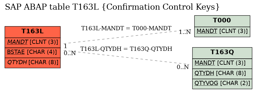 E-R Diagram for table T163L (Confirmation Control Keys)