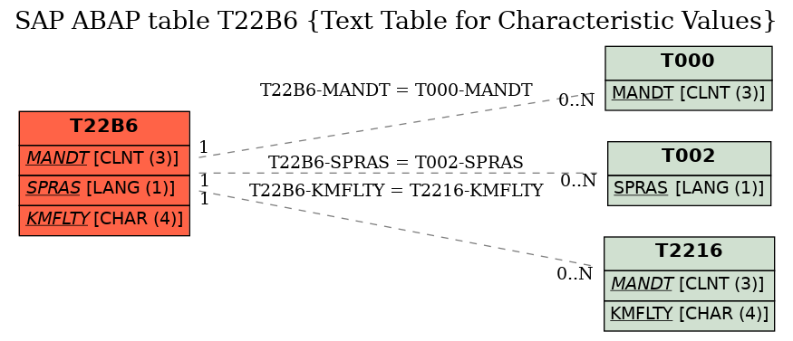 E-R Diagram for table T22B6 (Text Table for Characteristic Values)
