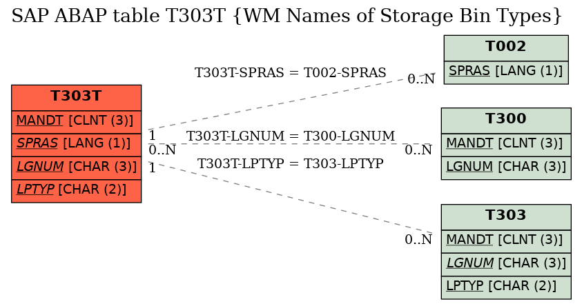 E-R Diagram for table T303T (WM Names of Storage Bin Types)