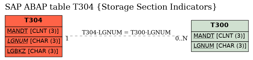 E-R Diagram for table T304 (Storage Section Indicators)