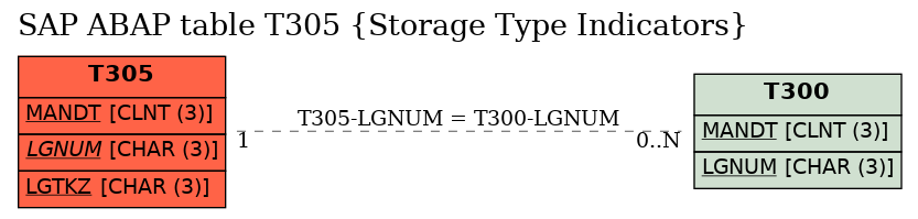 E-R Diagram for table T305 (Storage Type Indicators)