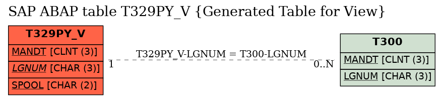 E-R Diagram for table T329PY_V (Generated Table for View)