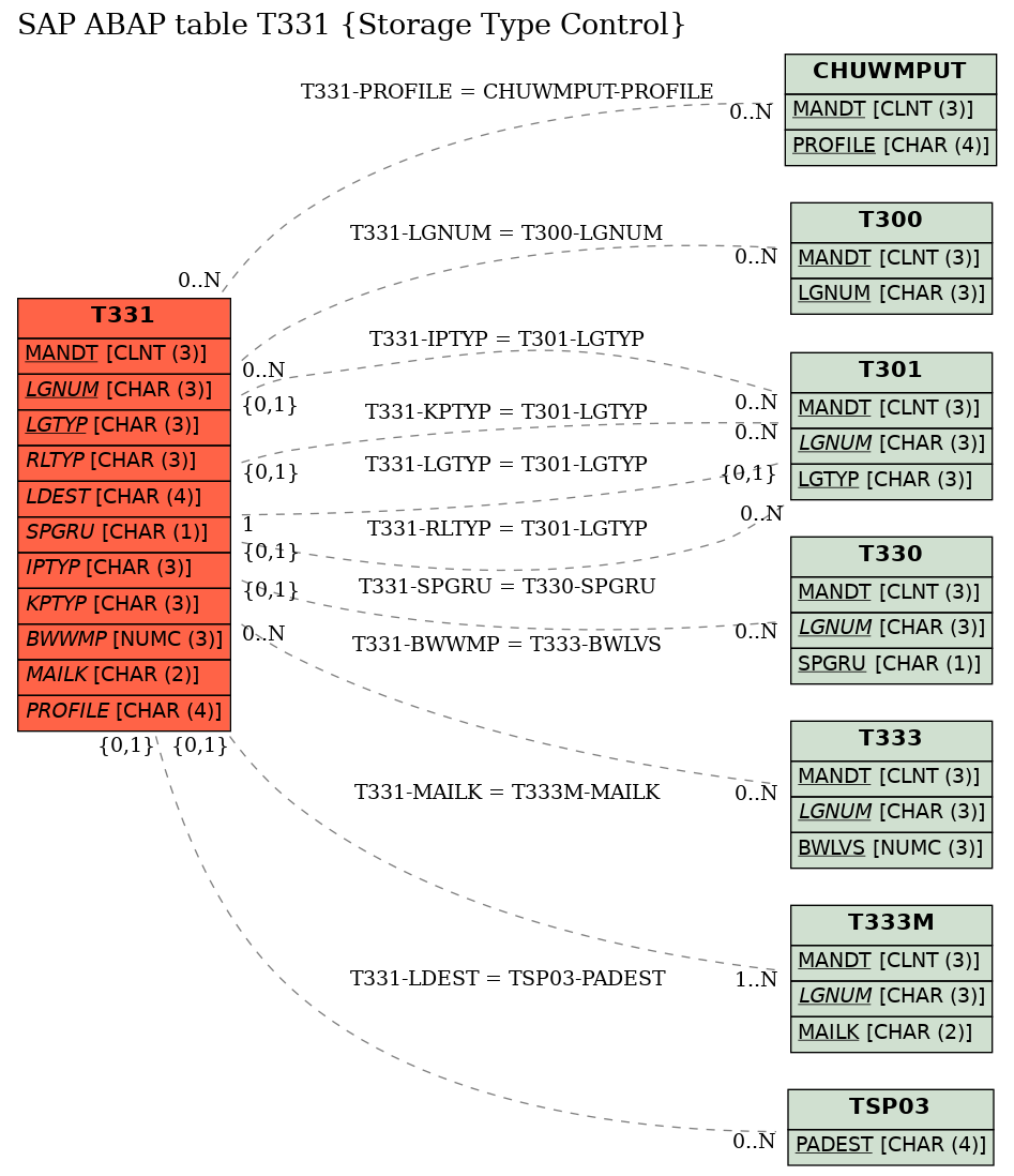 E-R Diagram for table T331 (Storage Type Control)