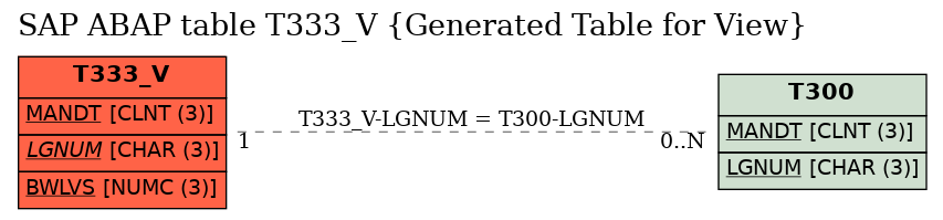 E-R Diagram for table T333_V (Generated Table for View)