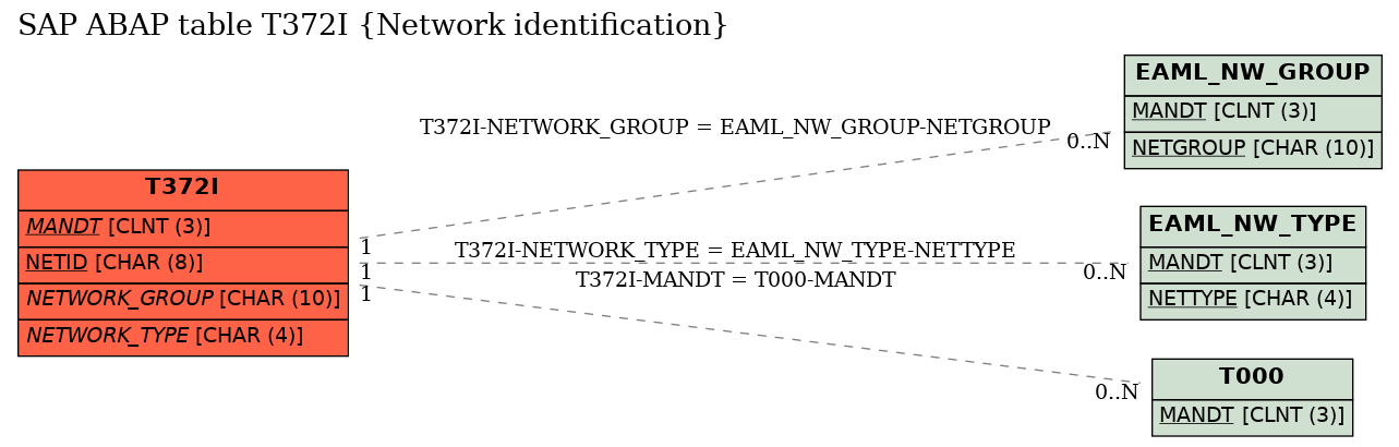 E-R Diagram for table T372I (Network identification)