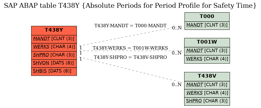 E-R Diagram for table T438Y (Absolute Periods for Period Profile for Safety Time)