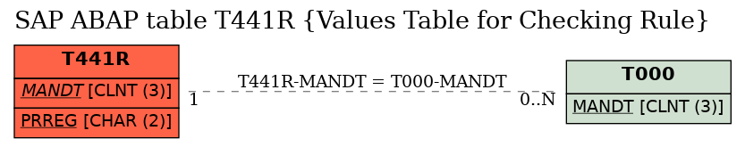 E-R Diagram for table T441R (Values Table for Checking Rule)