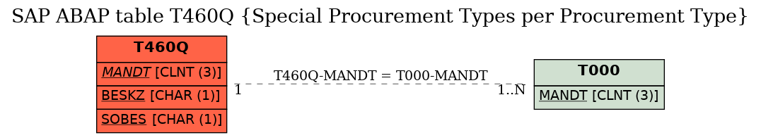 E-R Diagram for table T460Q (Special Procurement Types per Procurement Type)