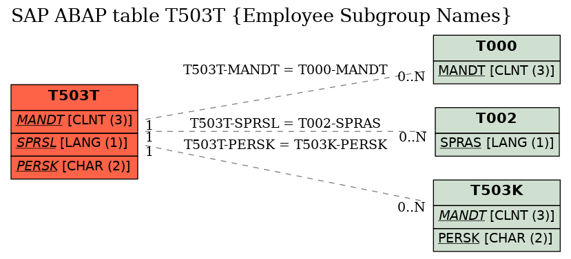 E-R Diagram for table T503T (Employee Subgroup Names)