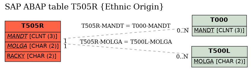 E-R Diagram for table T505R (Ethnic Origin)