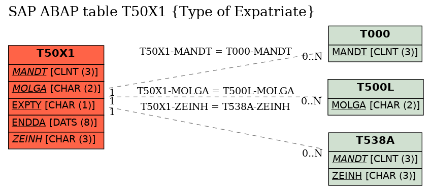 E-R Diagram for table T50X1 (Type of Expatriate)